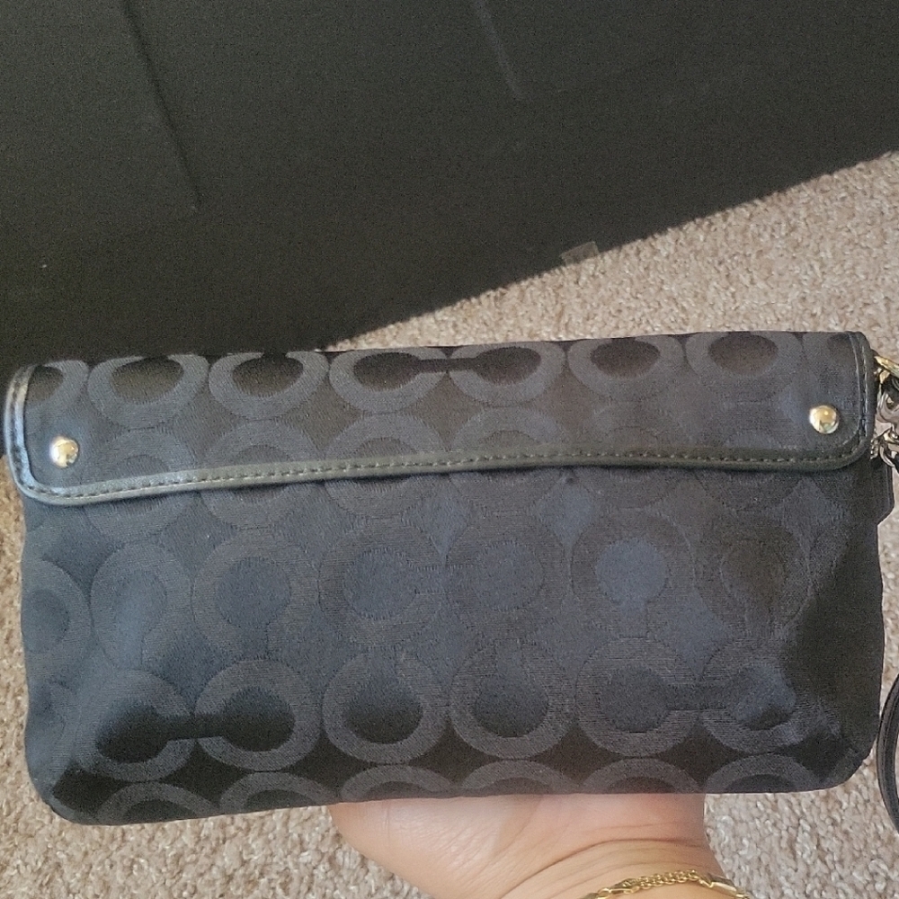 Black Coach Wristlet with Silver Accents - Picture 15 of 15